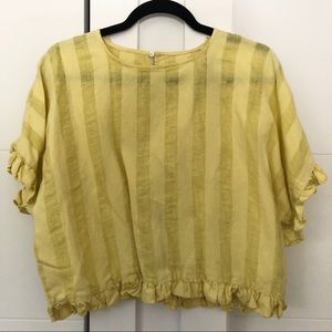 Bright yellow neon Zara stripe top